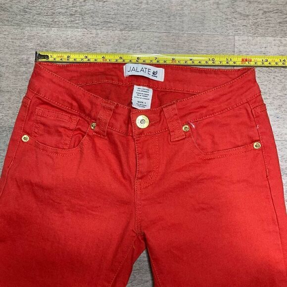 Jalate Jeans in Cool Chili Low Rise Skinny Fit Size 1 Juniors, Hot Red-Orange - Picture 3 of 8
